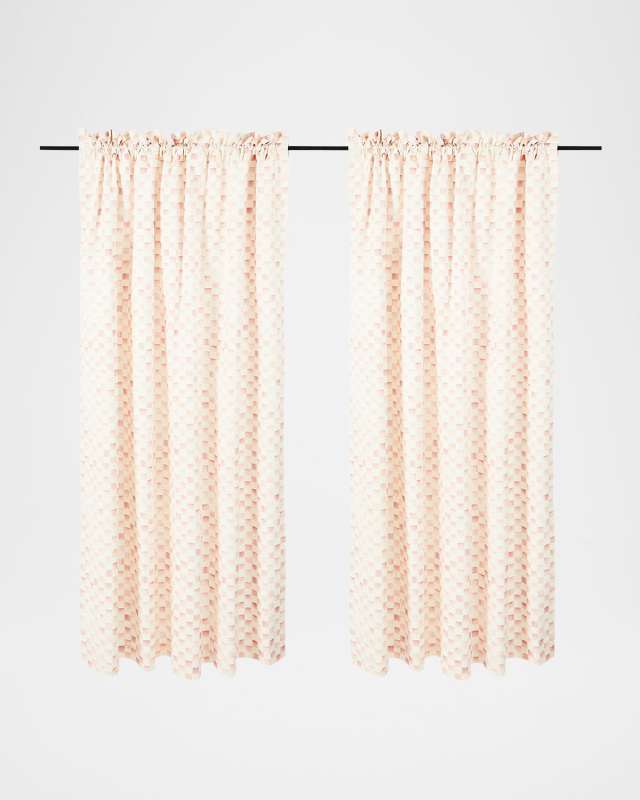 Rosy Check Light-Filtering Curtain Panel, 52" x 84"